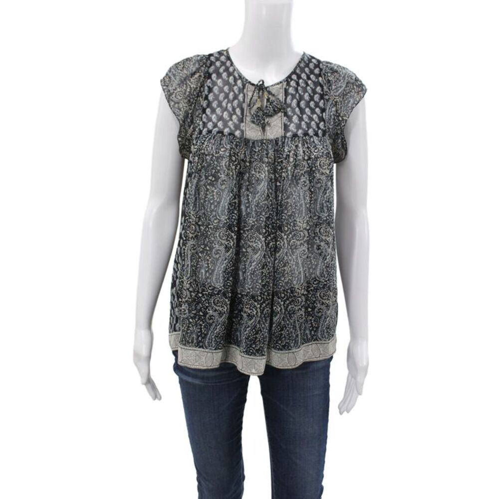 Ulla Johnson Women Tunic Silk Paisley Sleeveless Black Size 4